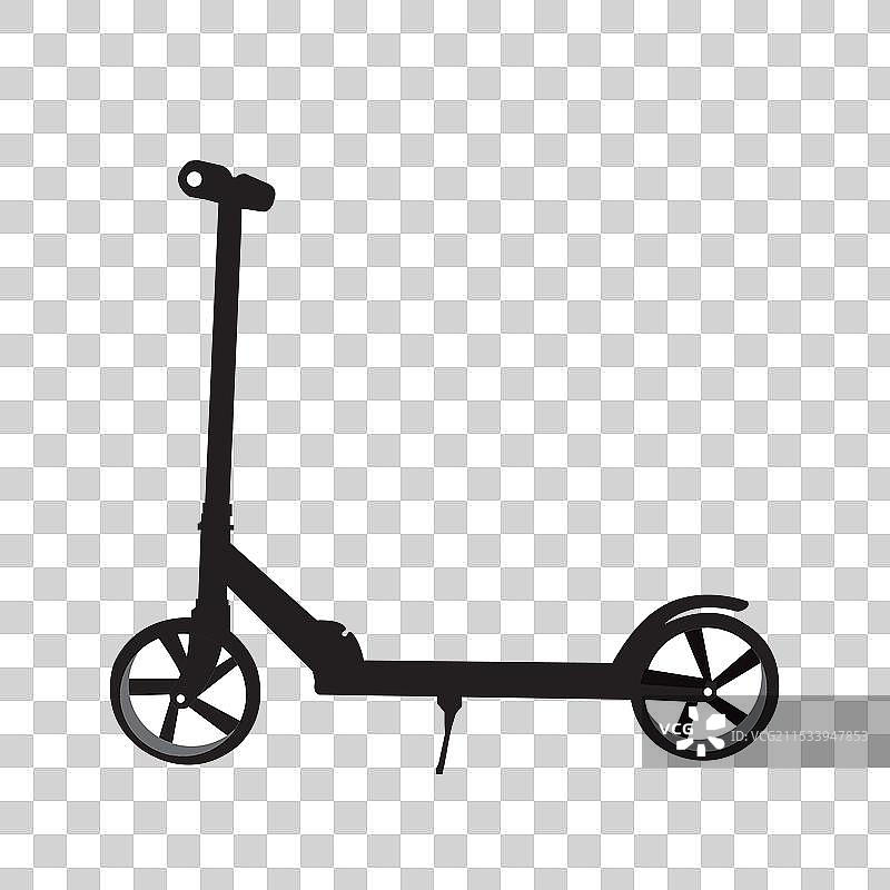 白色背景上的滑板车轮廓图片素材