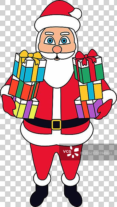轮廓中的圣诞老人和礼物图片素材
