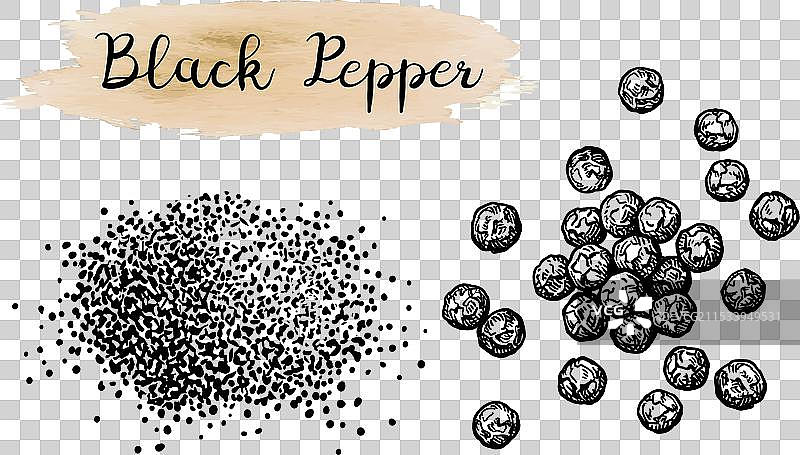 黑胡椒墨水素描图片素材