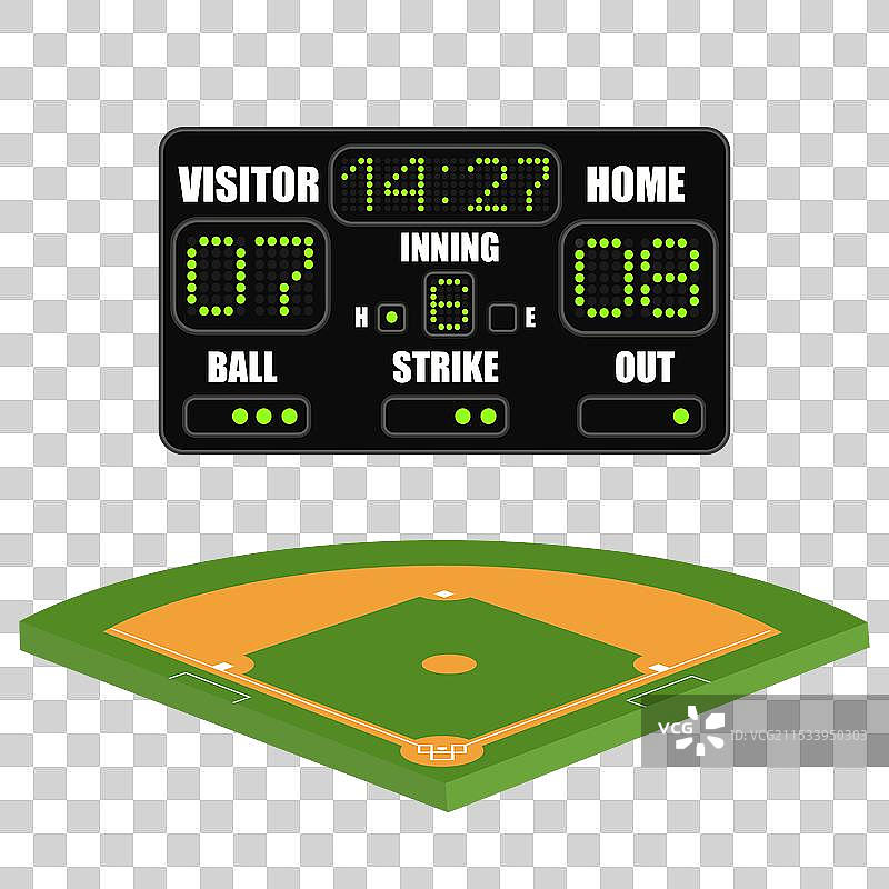 灰色背景上的棒球场和记分牌图片素材