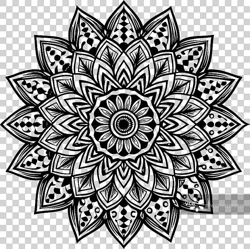 美丽的曼荼罗涂色书中的曼荼罗图片素材