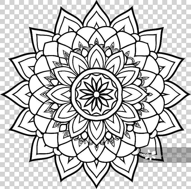 美丽的曼荼罗涂色书中的曼荼罗图片素材