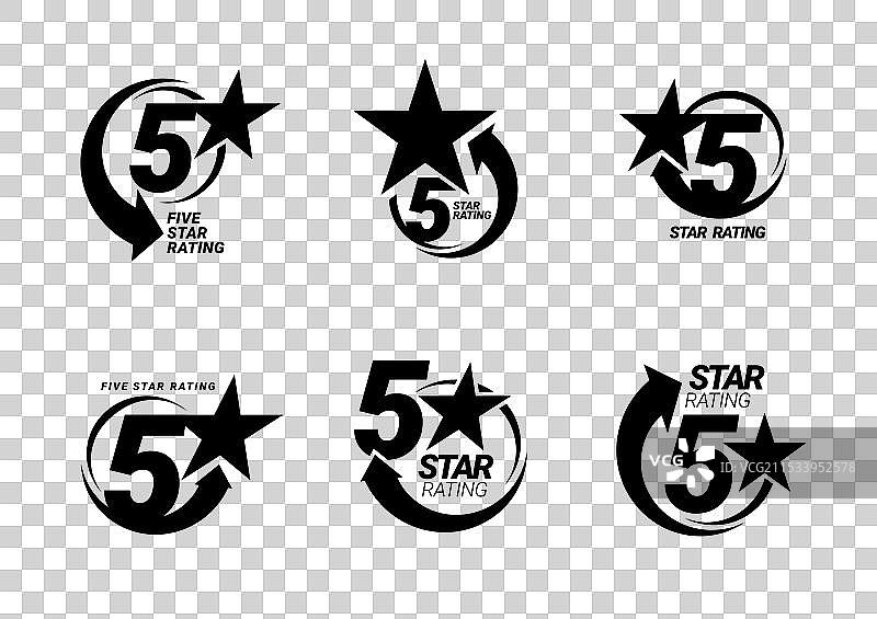 五颗星评级的设计元素图片素材
