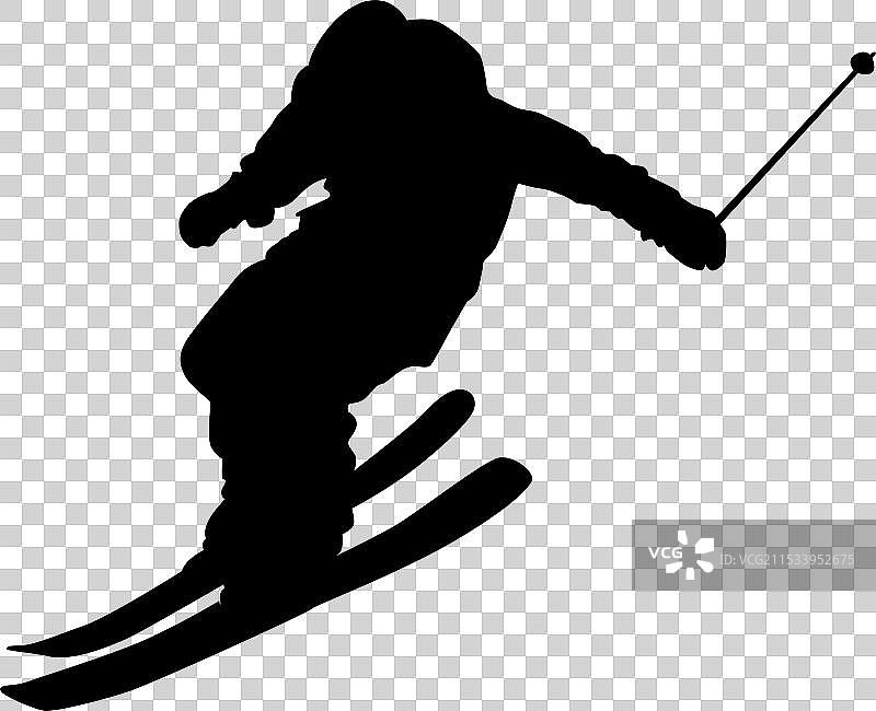 白色背景上的滑雪板男子剪影图片素材