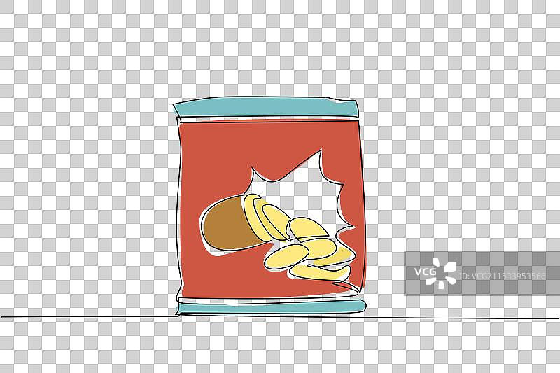 一条线条画的薯片零食图片素材