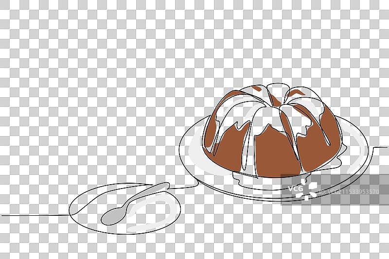 单线条画的香草奶油磅蛋糕图片素材
