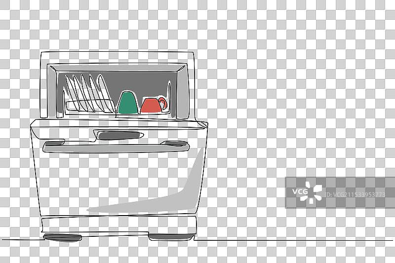 单线条绘制的洗碗机图片素材