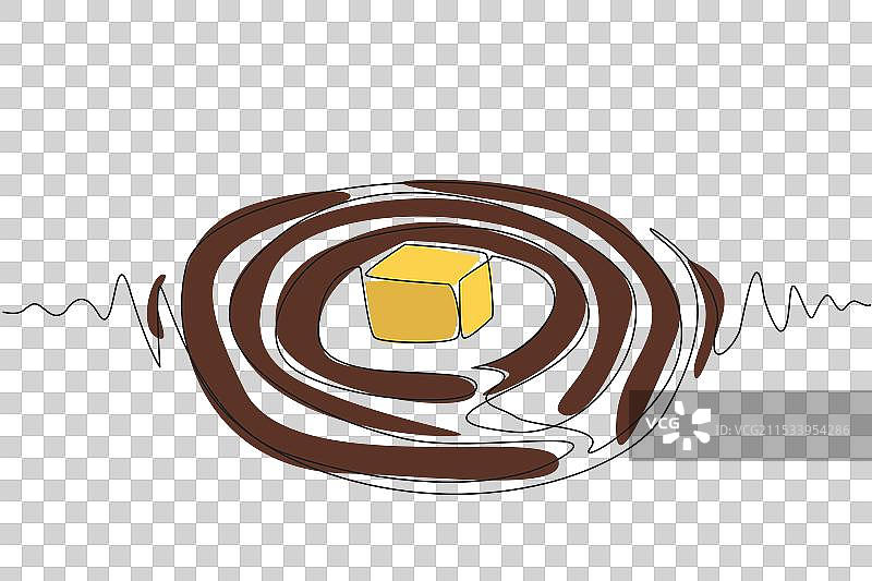 连续一笔画的焦糖方块在顶部图片素材