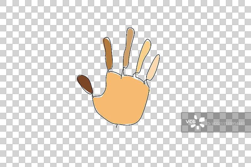 单线彩色画的手掌，停止种族主义图片素材