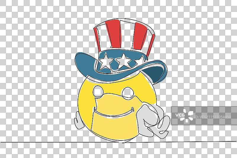 单一连续线条绘制的表情符号穿着图片素材