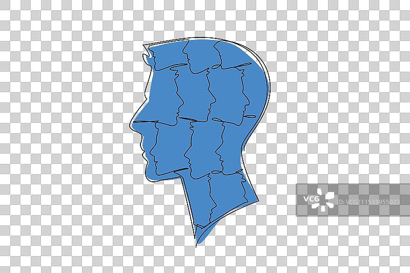 连续一笔画出一个男人的头部图片素材