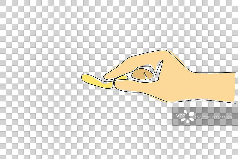 一笔画的手握着脆脆的食物图片素材