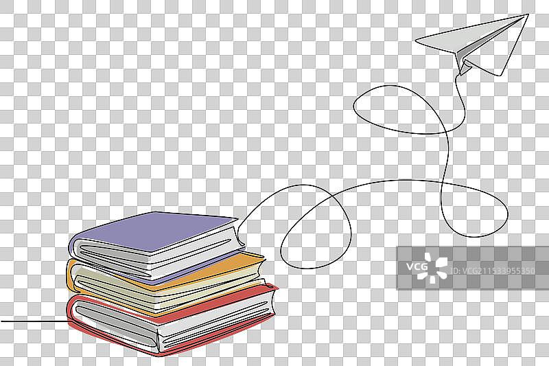 连续一笔画出一堆书籍图片素材