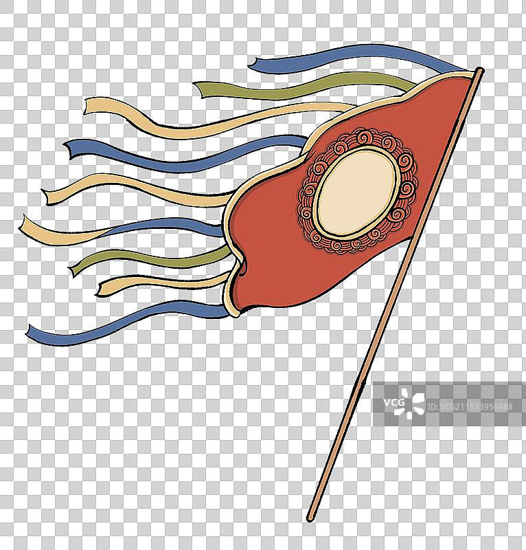 中国国画古风传统历史事件战争打仗英雄旗帜图片素材