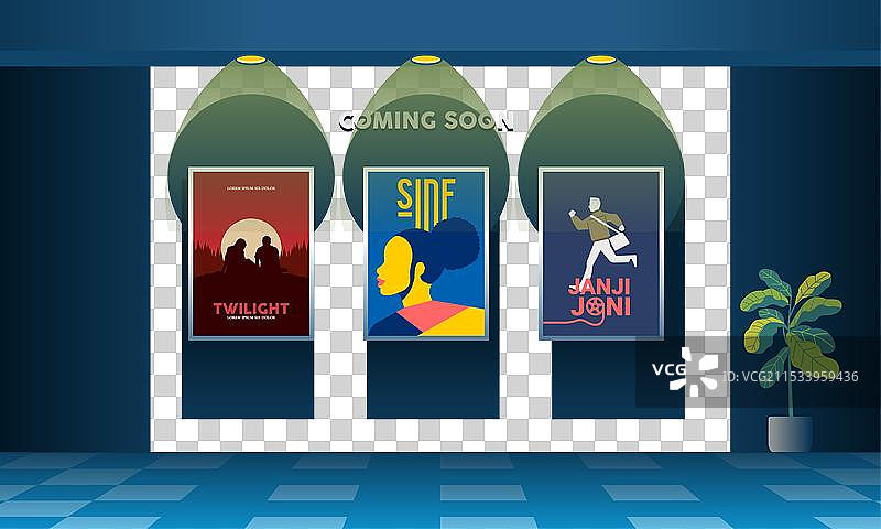 电影院墙上的电影海报展示图片素材