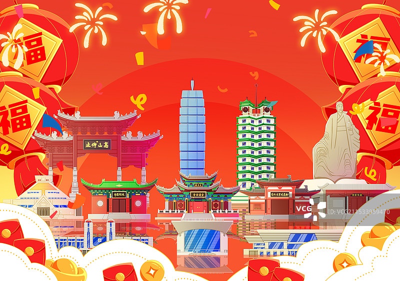 国潮风河南郑州新年五一国庆背景图片素材