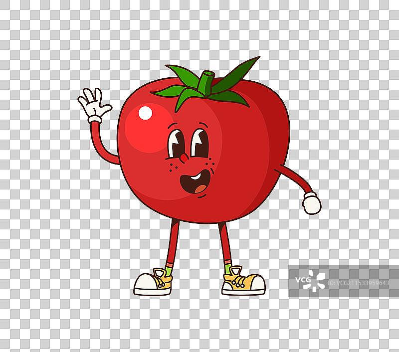 时髦的番茄蔬菜角色，健康的蔬菜图片素材