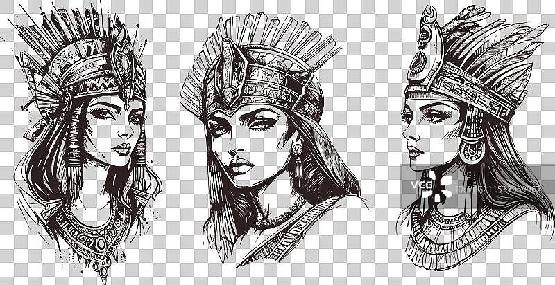 克利奥帕特拉素描肖像，埃及女王图片素材