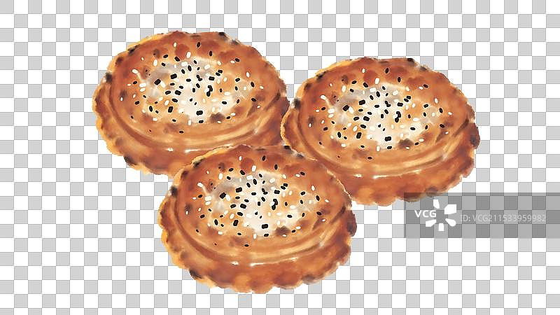 中国风国风水墨风上海特色小吃油墩子插画健康特色美食年俗美味二十四节气插画图片素材
