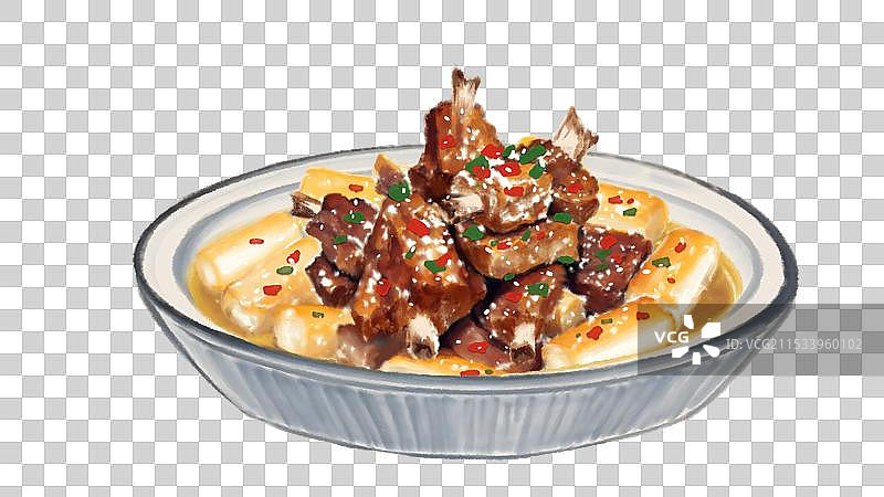 中国风国风水墨风上海特色小吃排骨年糕插画健康特色美食年俗美味二十四节气插画图片素材