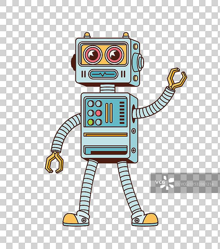 复古风格的卡通机器人角色或半机械人图片素材