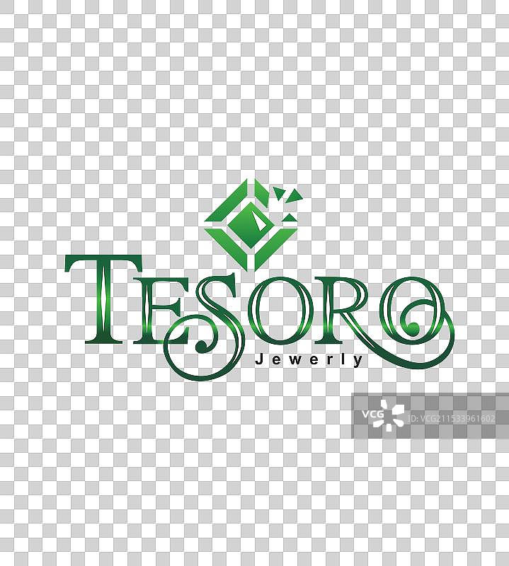 白色背景上的绿色宝石标志与文字图片素材