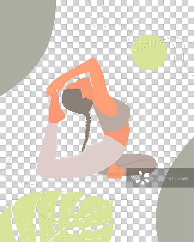 女性在宁静的环境中练习瑜伽姿势图片素材