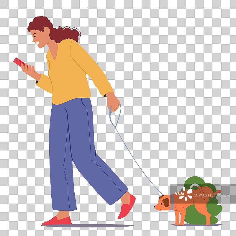 女性角色在散步时享受互动图片素材