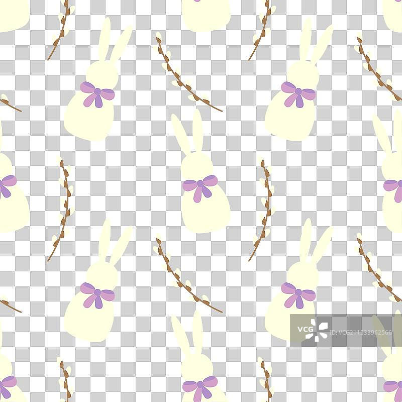 无缝图案的白色复活节兔子和图片素材