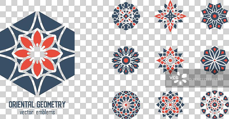 阿拉伯圆形几何徽章套装图片素材