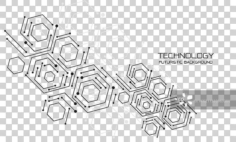 抽象黑色六边形电路网络科技图片素材