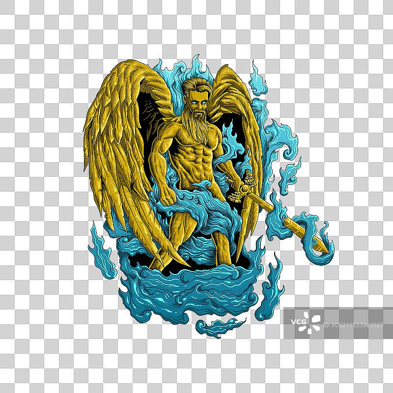 金色天使雕刻图片素材