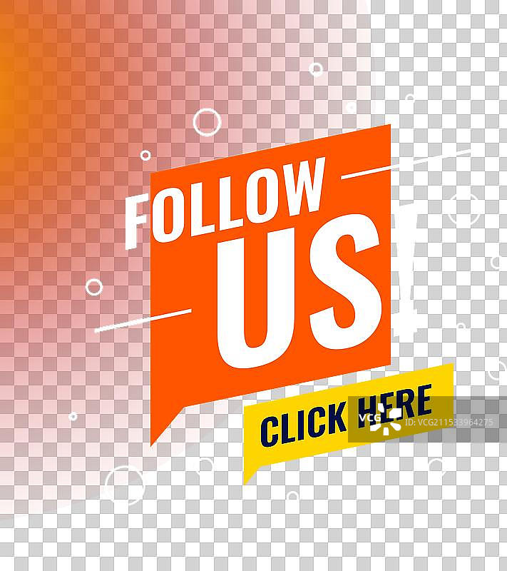 带有“点击这里”标签设计的关注我们网页模板图片素材