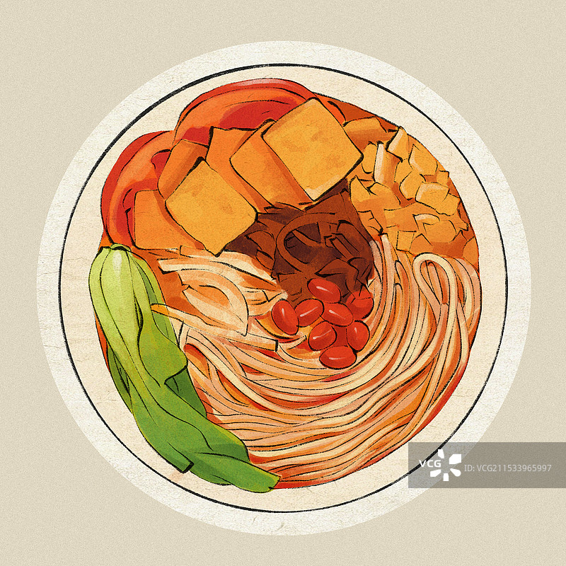 柳州螺蛳粉-广西特色传统美食土特产小吃插画图片素材