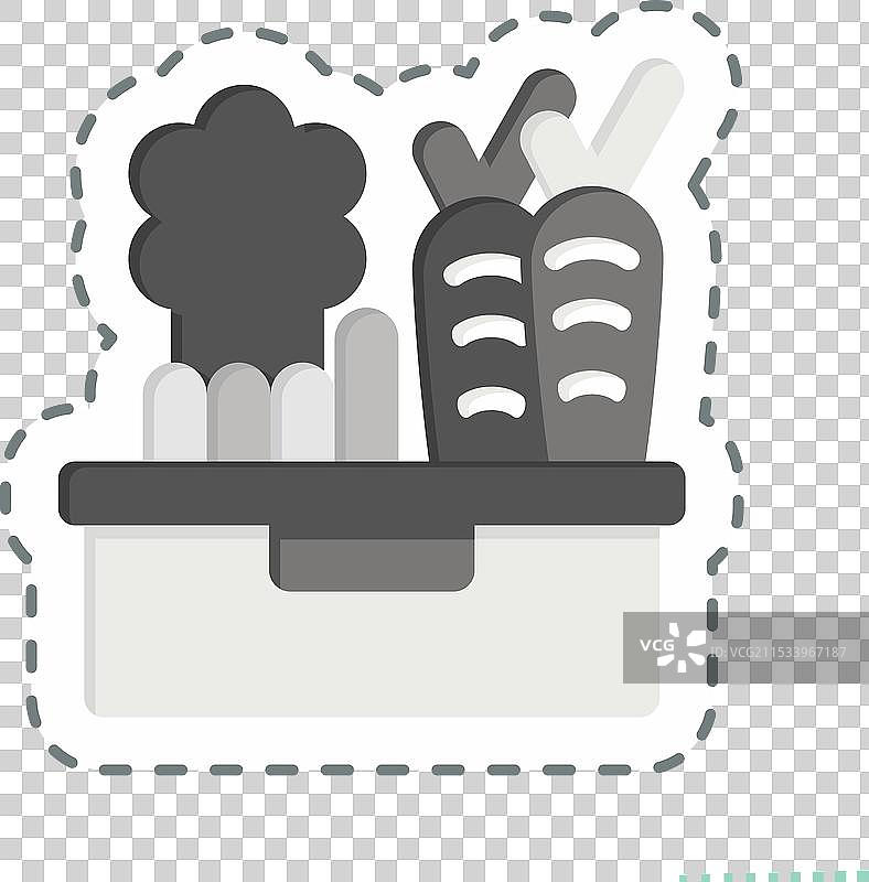 与素食相关的切菜贴纸线条图片素材
