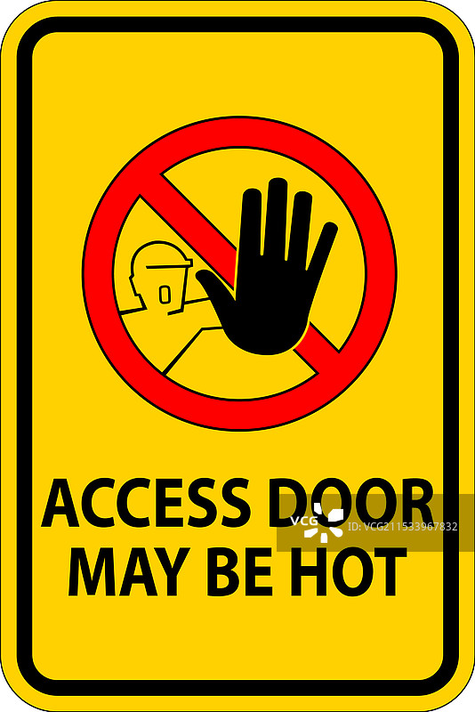 警告标志：小心，通道门可能很热图片素材