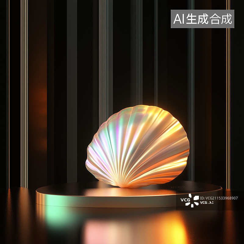 【AI数字艺术】炫彩光滑扇贝图片素材