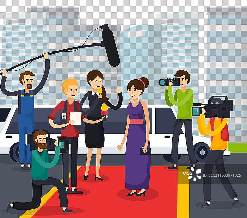 记者与名人的正交构图图片素材