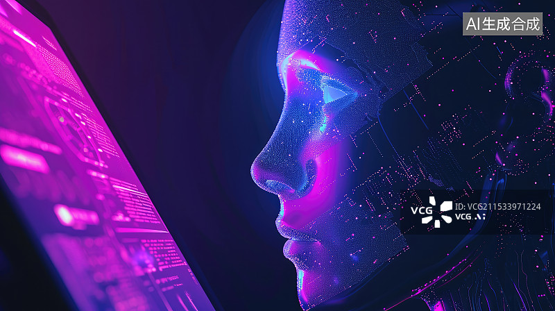 【AI数字艺术】赛博朋克风格的未来智能机器人正在工作图片素材