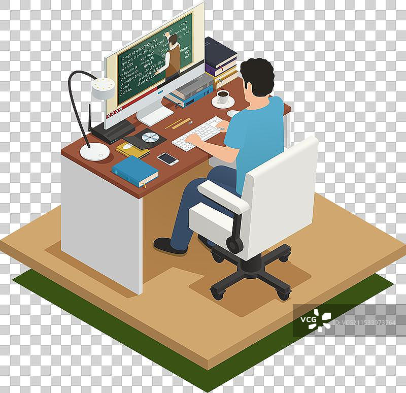 电子学习等距构图图片素材