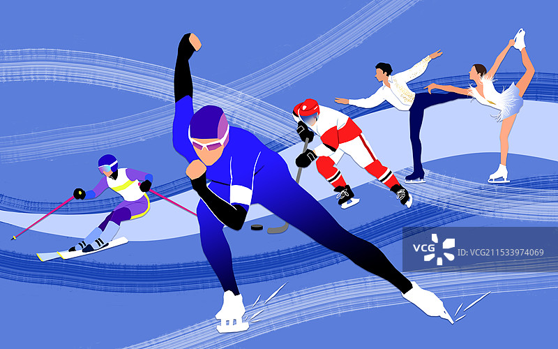 冬季奥运会冰上项目插画图片素材