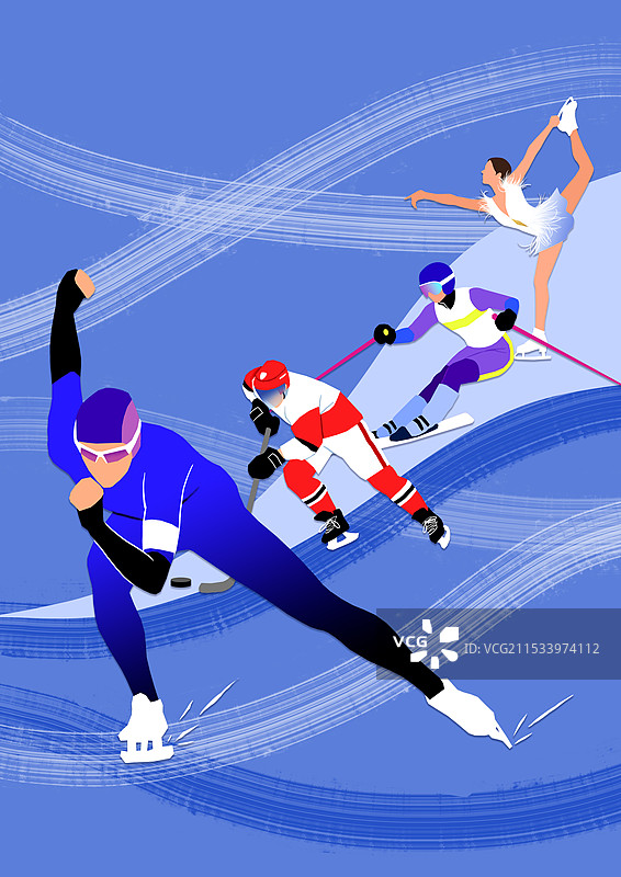 冬季奥运会冰上项目插画图片素材