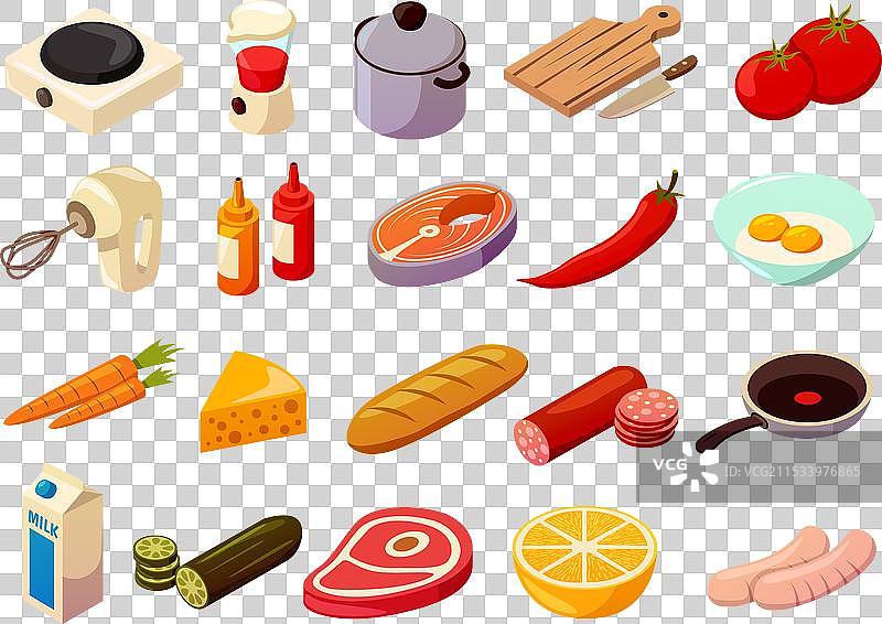 食品烹饪等距图标图片素材