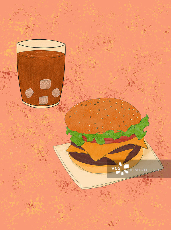 一份汉堡包加可乐的快乐早餐图片素材