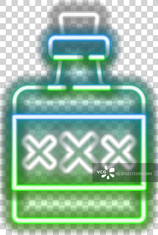 发光的霓虹线酒精饮料朗姆酒瓶图标图片素材