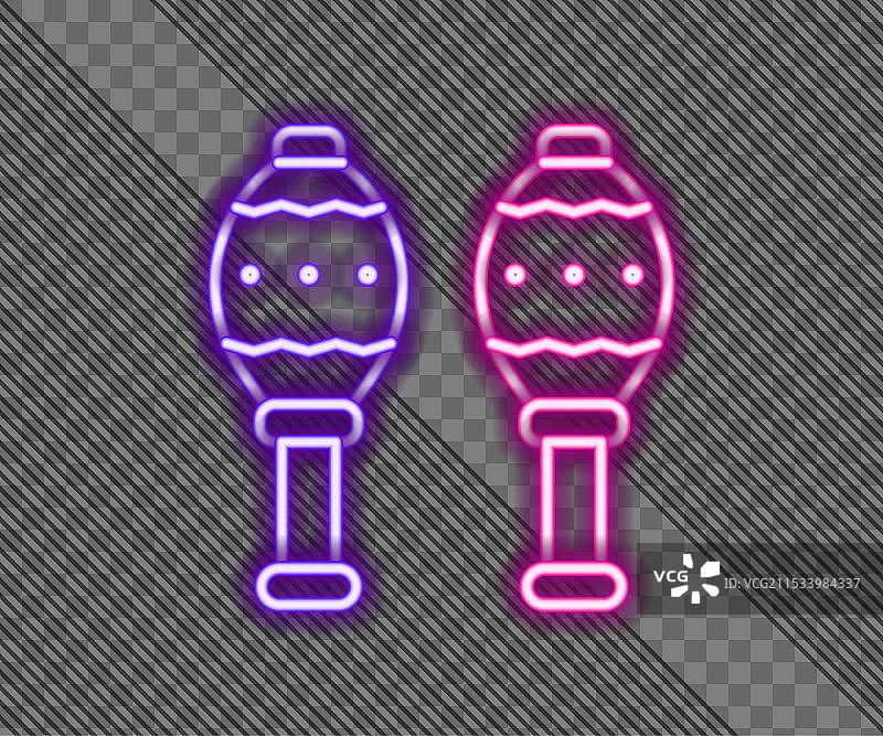 发光的霓虹线马拉卡斯图标，背景为黑色图片素材