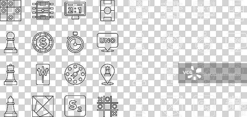 设置线性井字游戏、象棋、乌诺牌、运动图片素材
