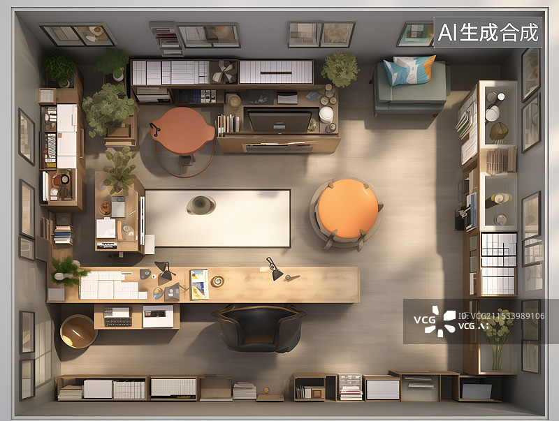 【AI数字艺术】舒适现代化住宅平面图图片素材