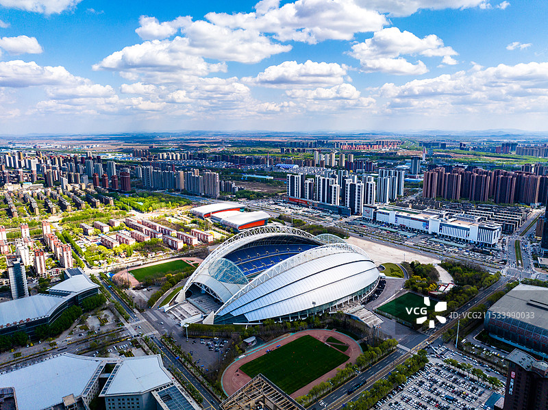 辽宁沈阳奥体中心浑南区城市风景航拍图片素材