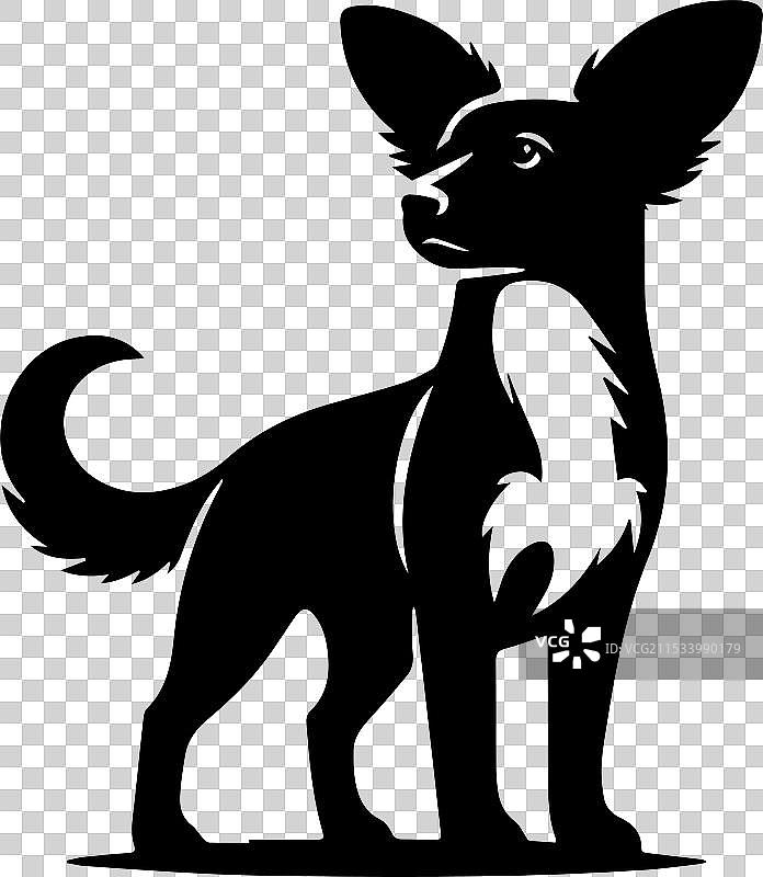 小狗的剪影，耳朵很大图片素材